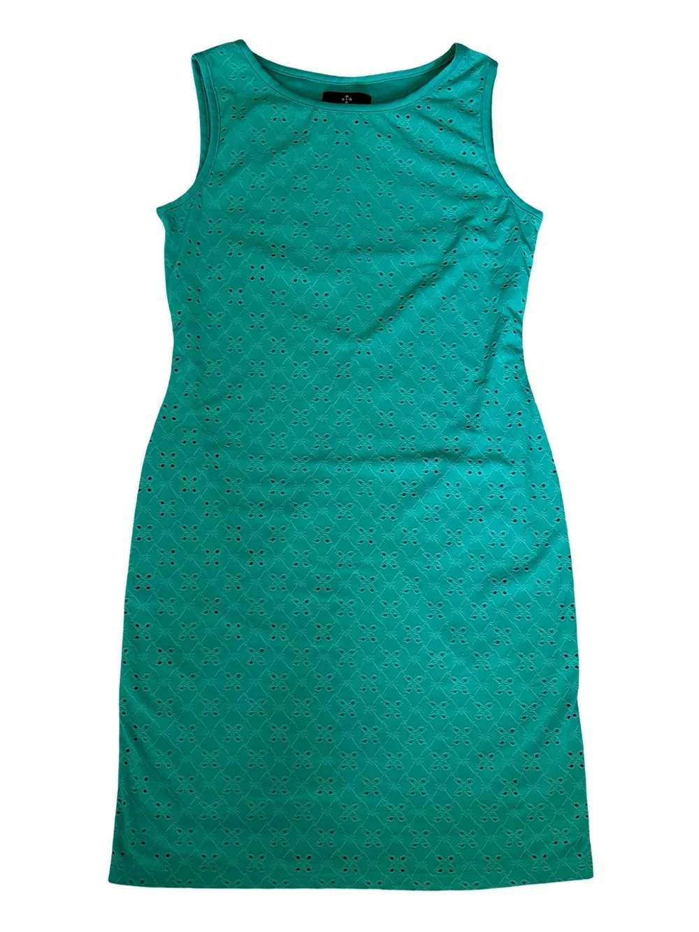 Ronni Nicole Teal Eyelet Sleeveless summer Dress .